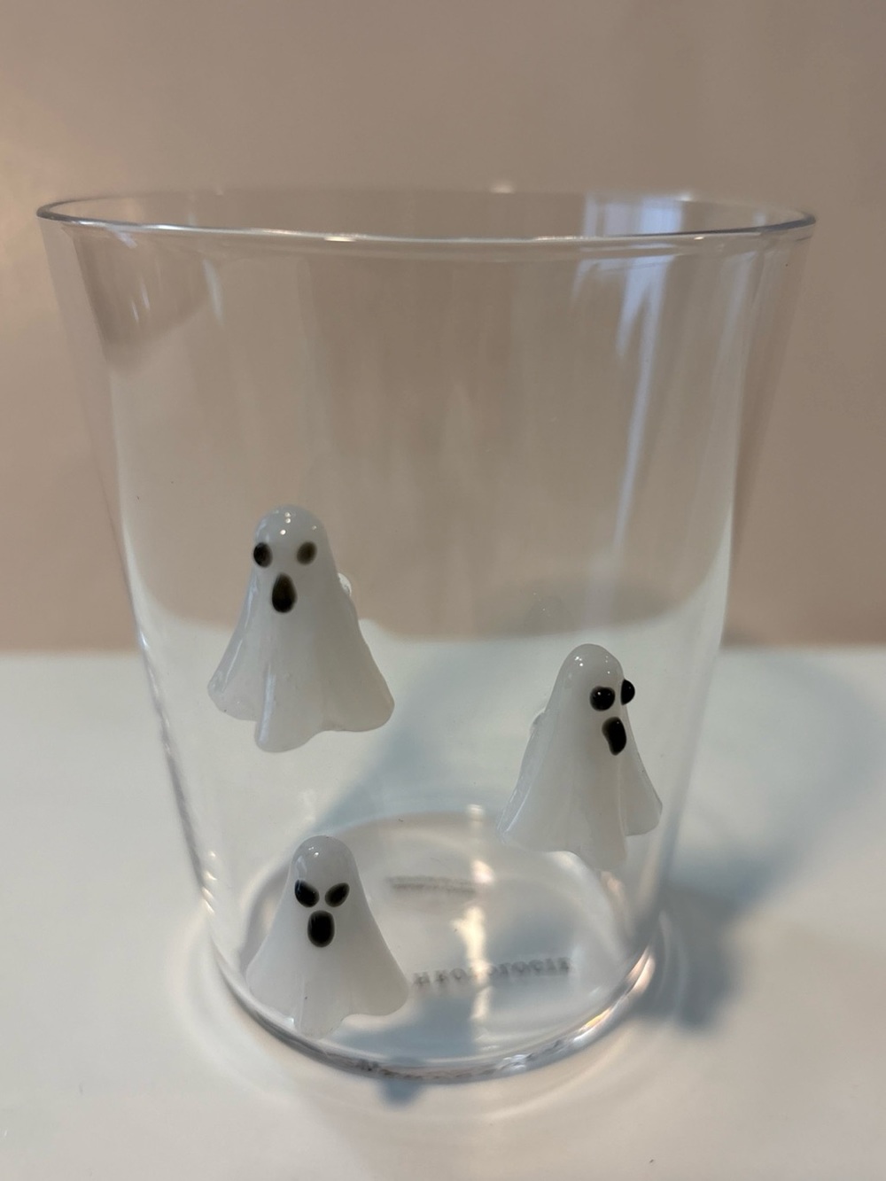 Anthropologie 3D Halloween Icon Borosilicate Juice Glass GHOST 14oz NEW